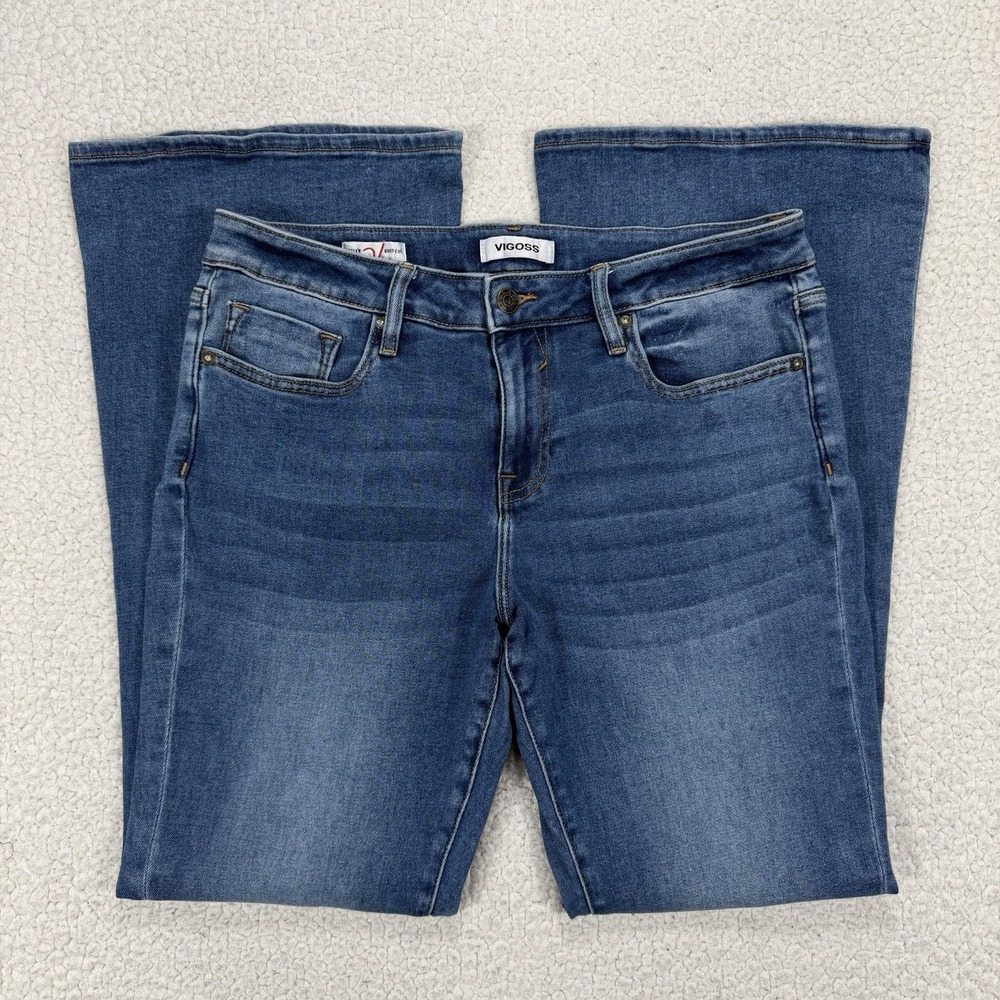 Vigoss Bootcut Jeans Women's 30 (32x30) Blue Stretch Western Boho Flare Rodeo